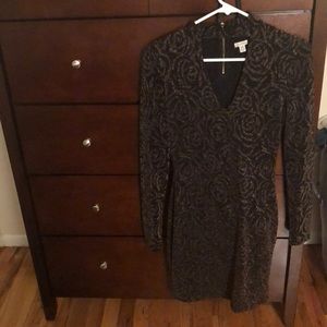 Gold & black rose patterned dress